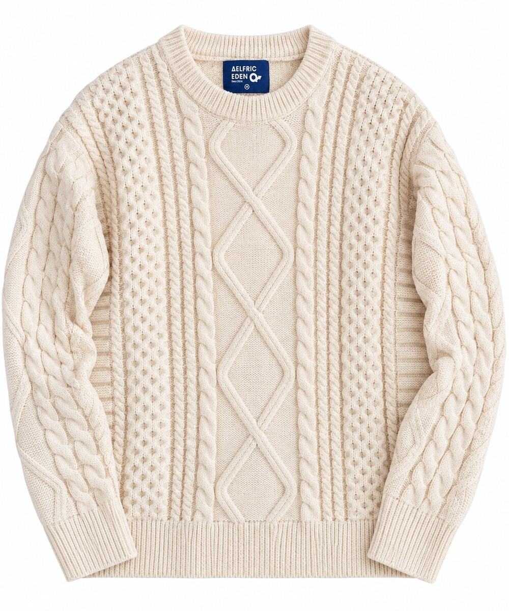 Aelfric Eden Cream Cable Knit Sweater Size M Oversized Unisex